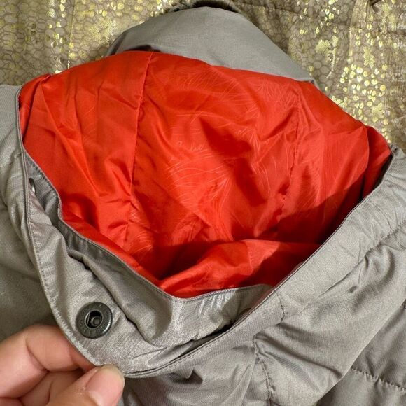 Eddie Bauer Womens Yukon Classic Taupe Orange Down Puffer Jacket Large - Picture 8 of 9